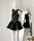 Women Lacey Sleeveless Flounce Mini Dresses
